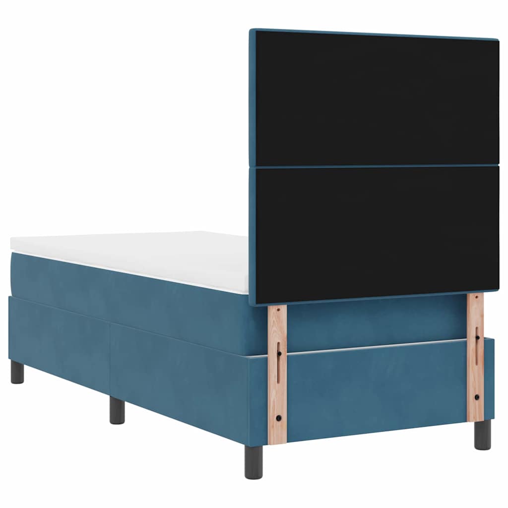 LED Box Spring Krevet s madracem Tamno plava 80 x 200 cm Baršun