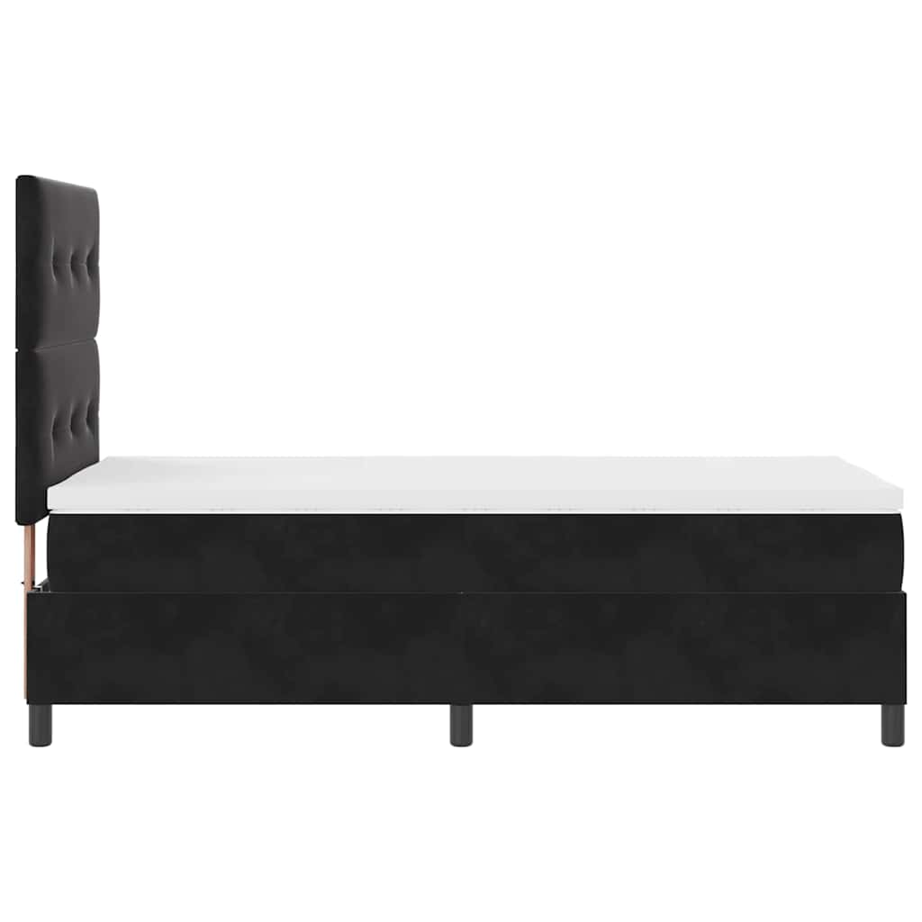 LED Box Spring Krevet s madracem Crna 90 x 200 cm Baršun