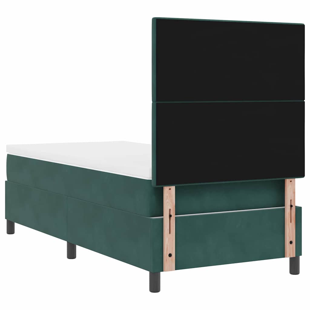 LED Box Spring Krevet s madracem Tamnozelena 90 x 200 cm Baršun