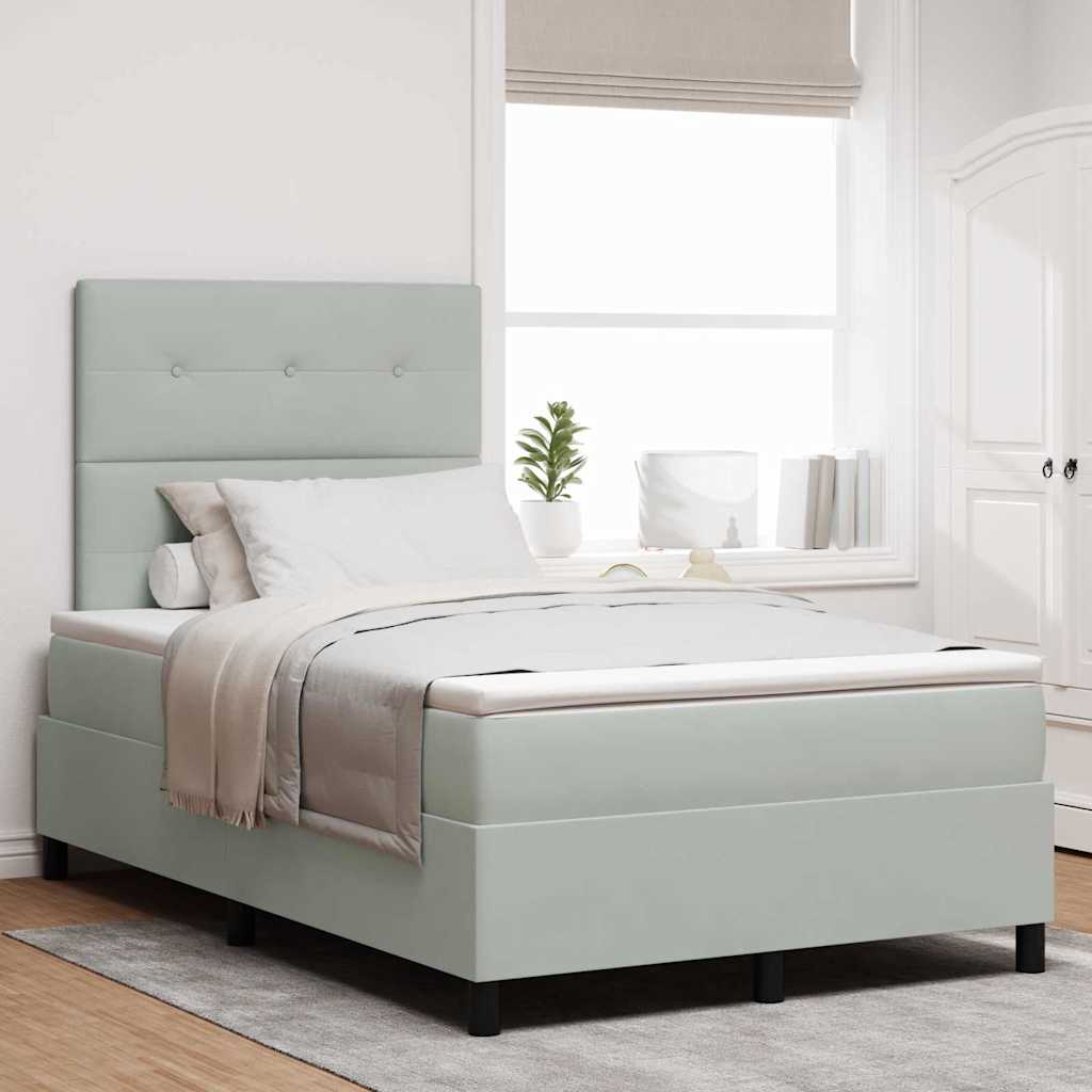 LED Box Spring Krevet Svijetlo siva 120 x 190 cm Baršun
