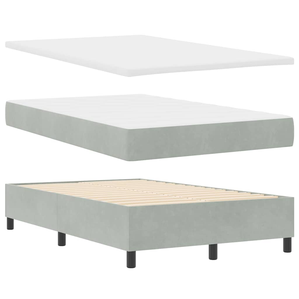 LED Box Spring Krevet Svijetlo siva 120 x 190 cm Baršun
