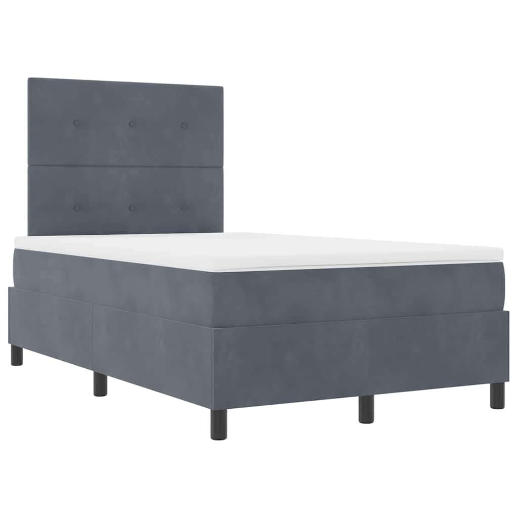 LED Box Spring Krevet s madracem Tamno siva 120 x 190 cm Baršun