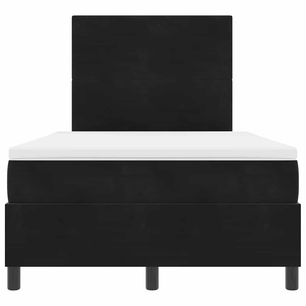 LED Box Spring Krevet s uzglavljem Crna 120 x 190 cm Baršun