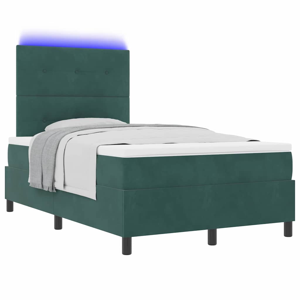 LED Box Spring Krevet Tamnozelena 120 x 190 cm Baršun