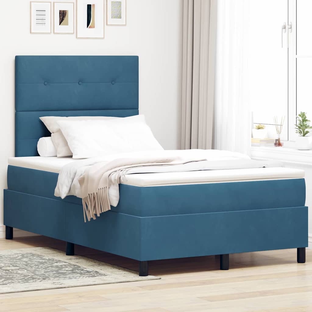 LED Box Spring Krevet Tamno plava 120 x 200 cm Baršun