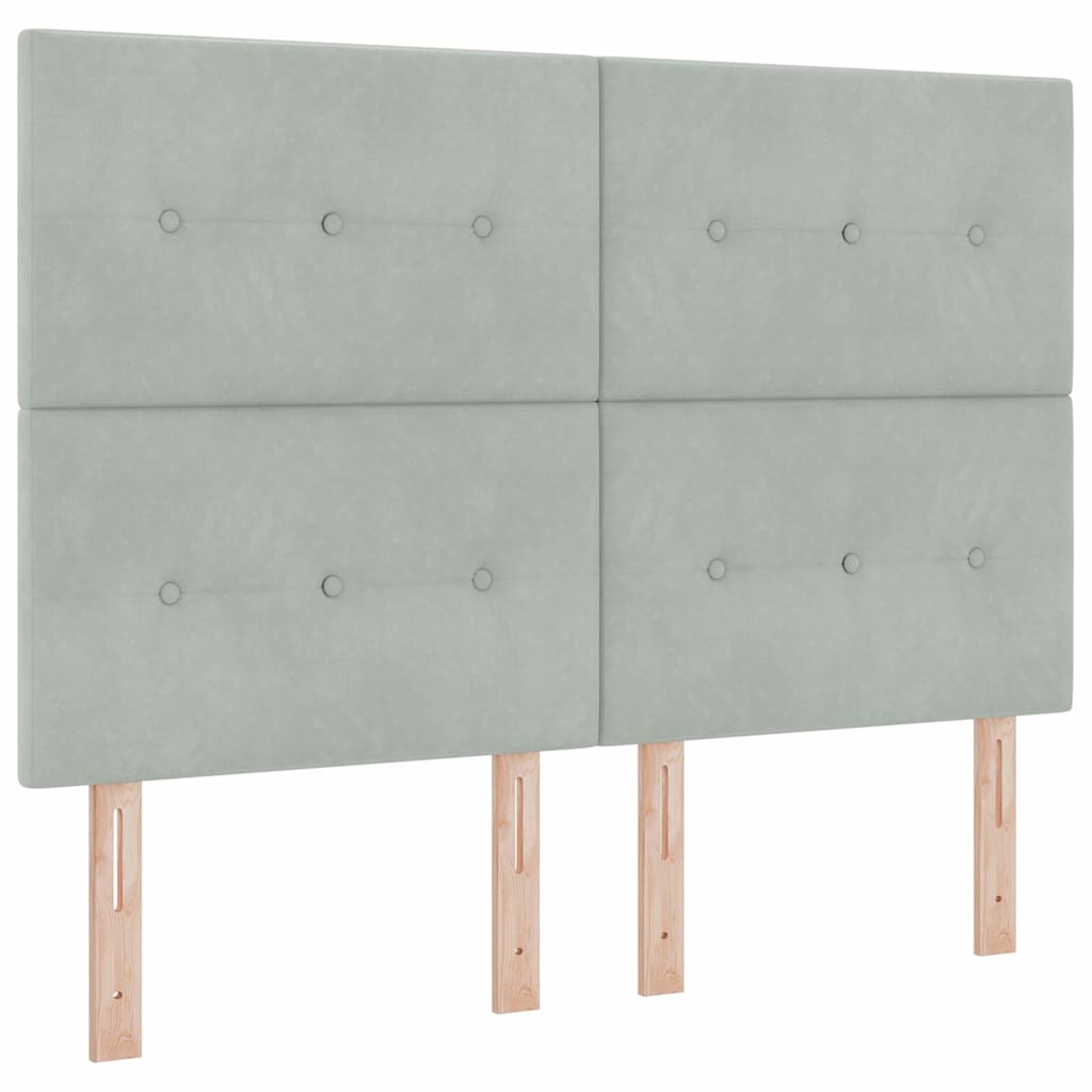 LED Box Spring Krevet Svijetlo siva 140 x 190 cm Baršun