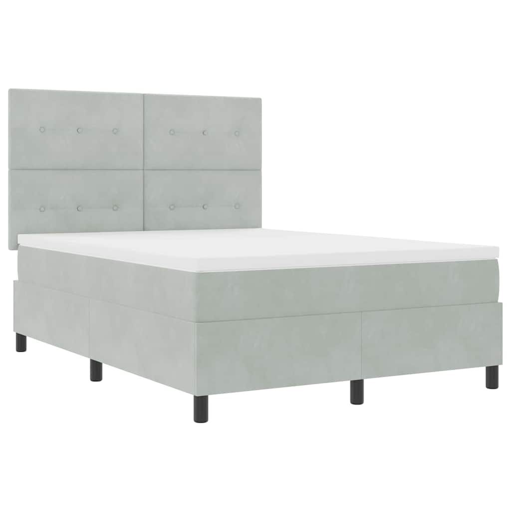 LED Box Spring Krevet Svijetlo siva 140 x 190 cm Baršun