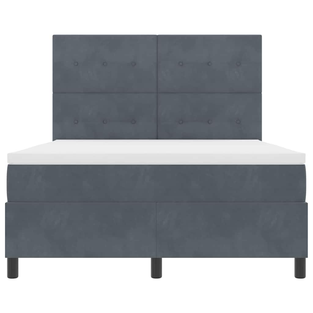 LED Box Spring Krevet s madracem Tamno siva 140 x 190 cm Baršun