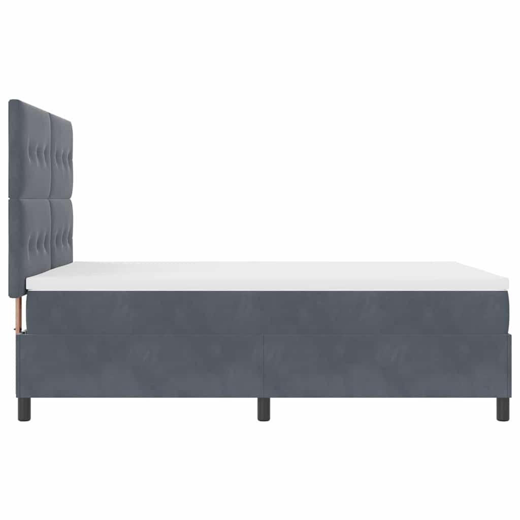 LED Box Spring Krevet s madracem Tamno siva 140 x 190 cm Baršun