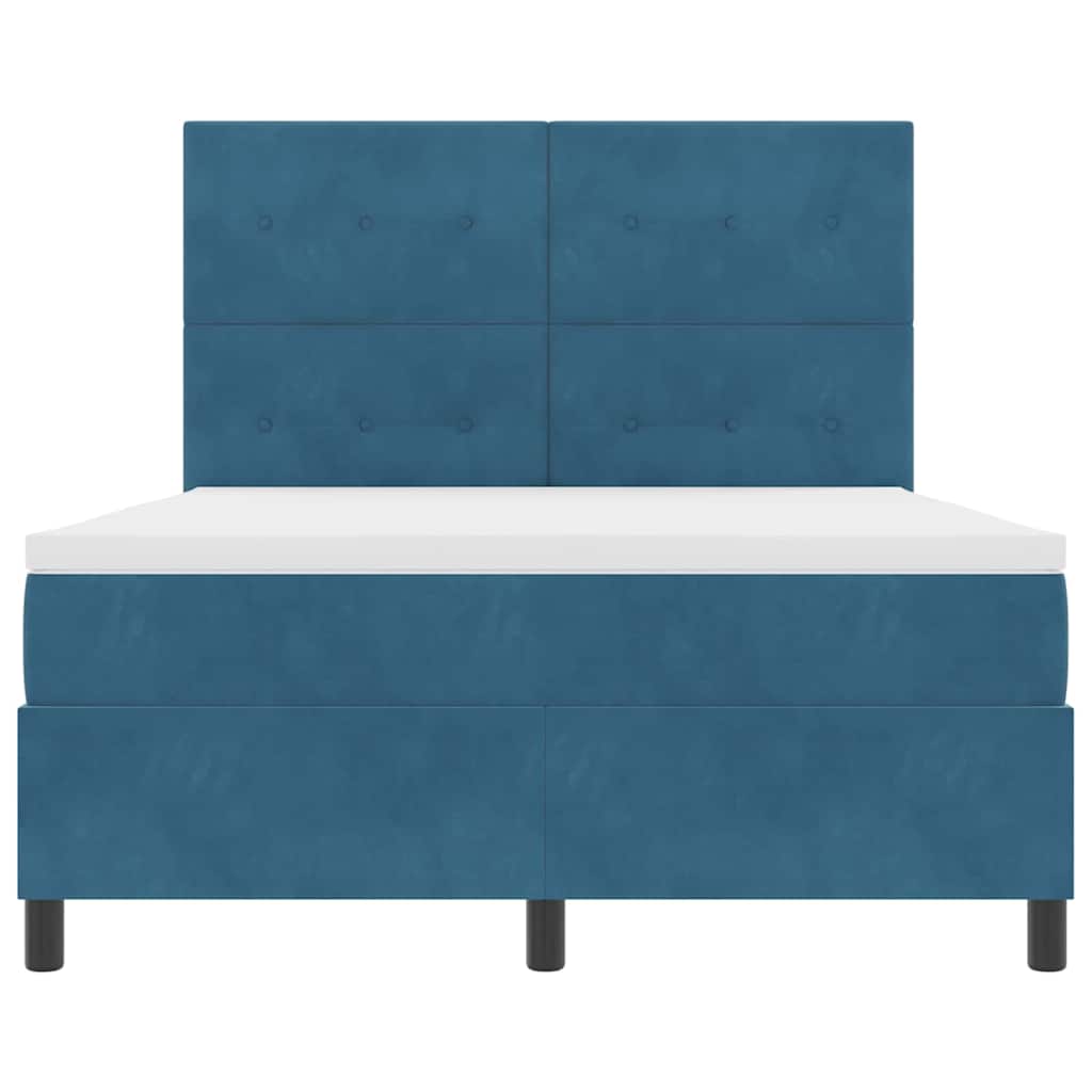 LED Box Spring Krevet Tamno plava 140 x 190 cm Baršun