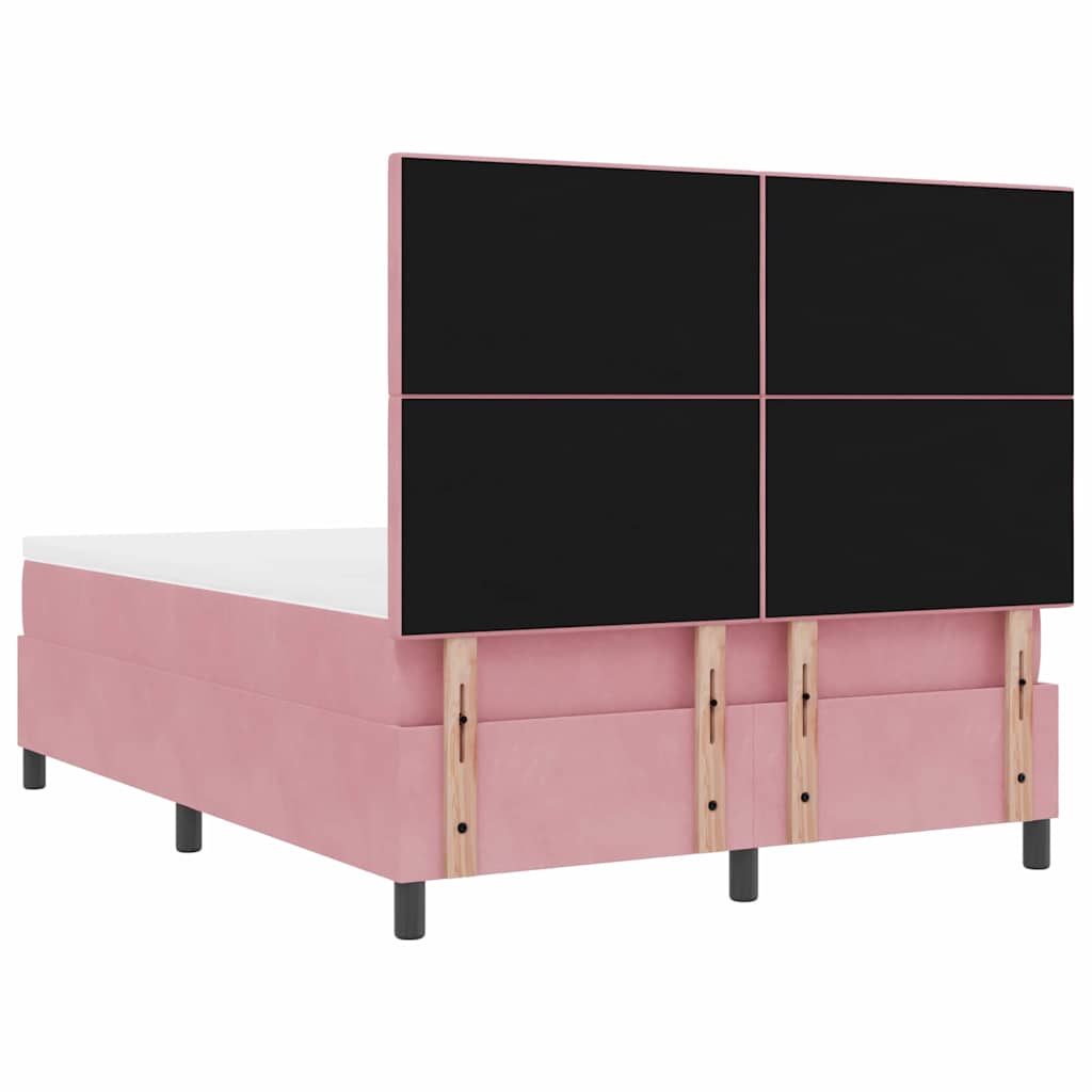LED Box Spring Krevet s madracem Ružičasta 140 x 190 cm Baršun