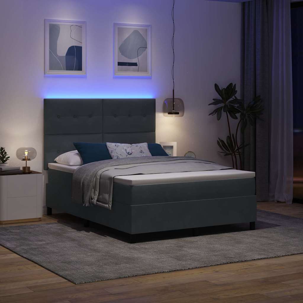 LED Box Spring Krevet s madracem Tamno siva 160 x 200 cm Baršun