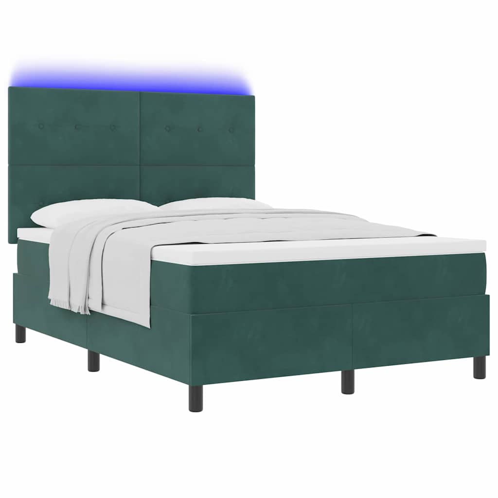 LED Box Spring Krevet Tamnozelena 160 x 200 cm Baršun