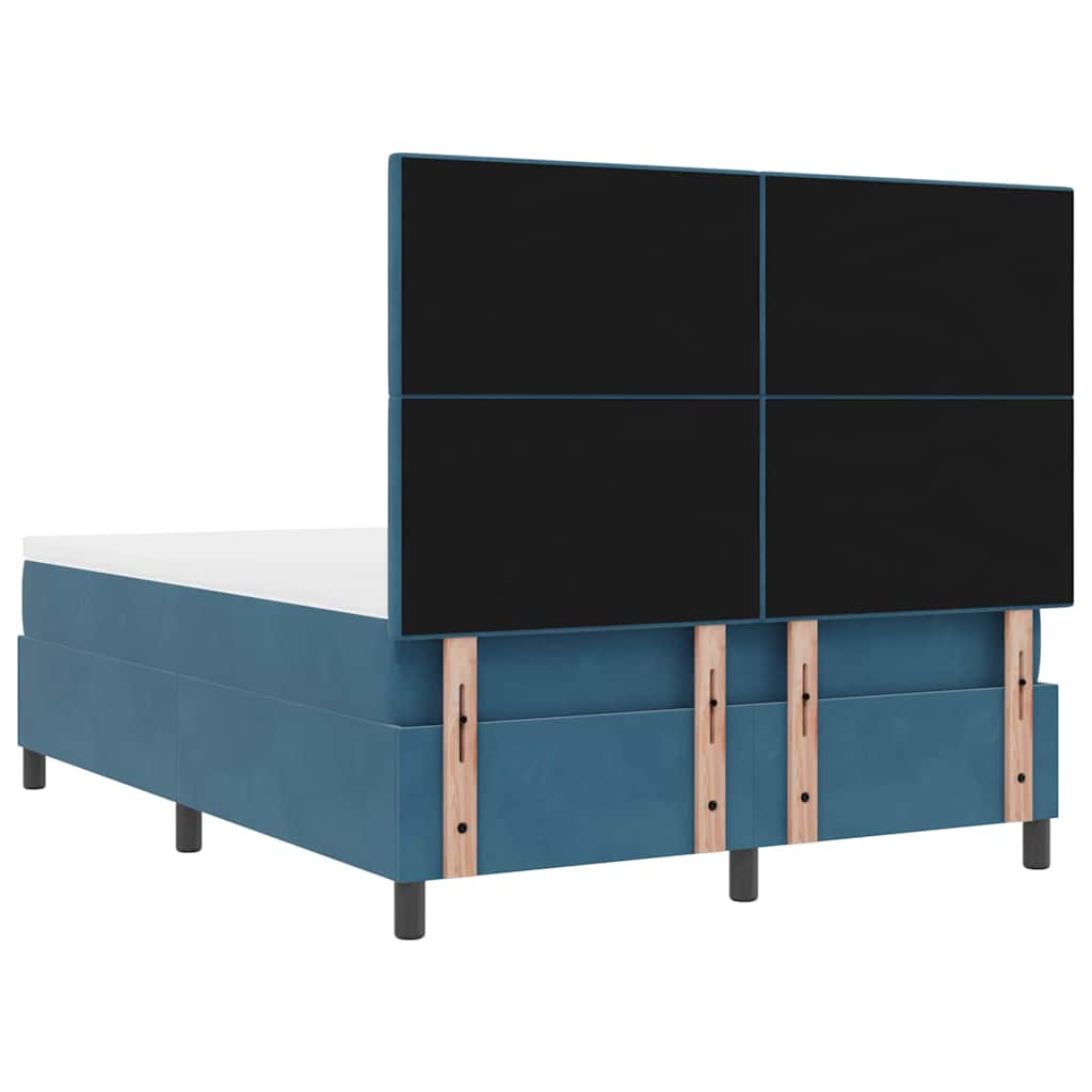 LED Box Spring Krevet Tamno plava 160 x 200 cm Baršun