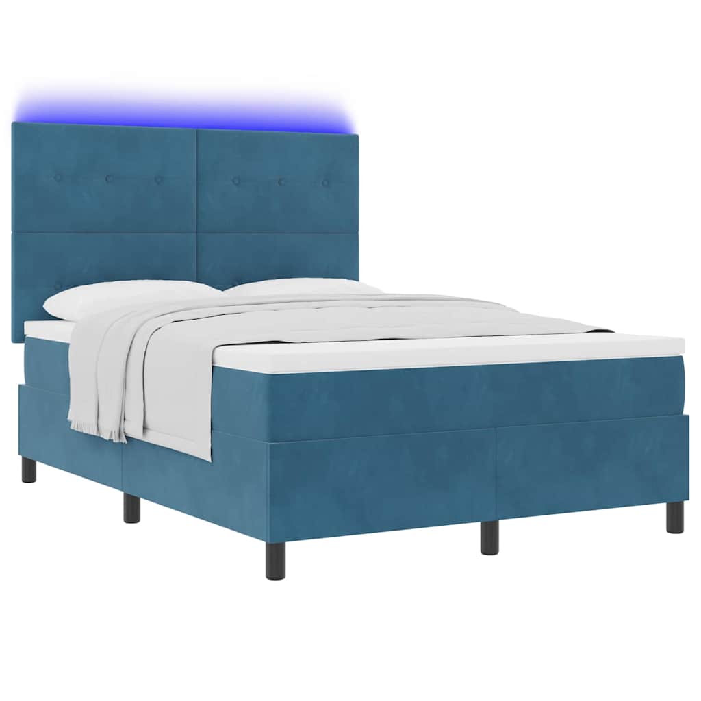 LED Box Spring Krevet Tamno plava 160 x 200 cm Baršun