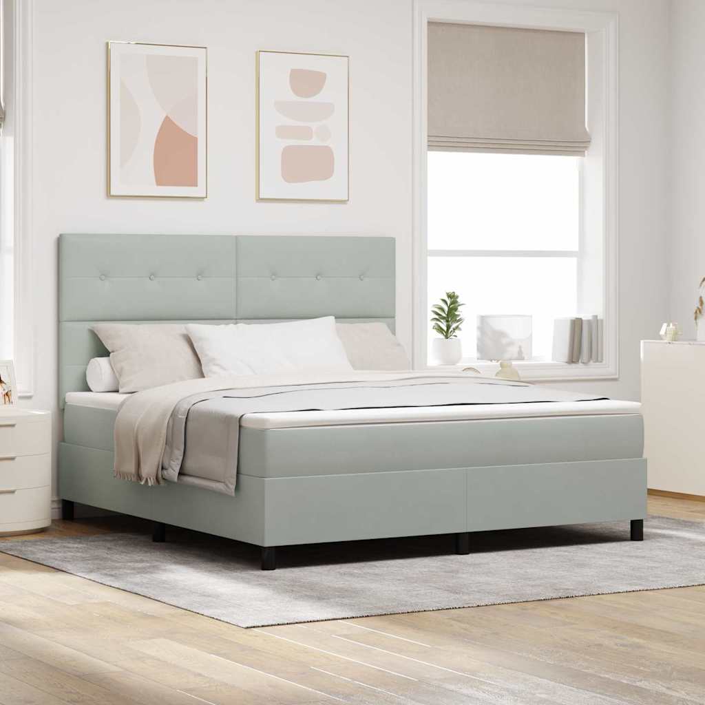 LED Box Spring Krevet Svijetlo siva 180 x 200 cm Baršun
