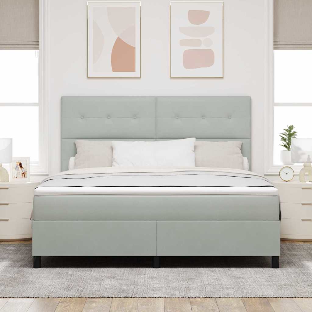 LED Box Spring Krevet Svijetlo siva 180 x 200 cm Baršun