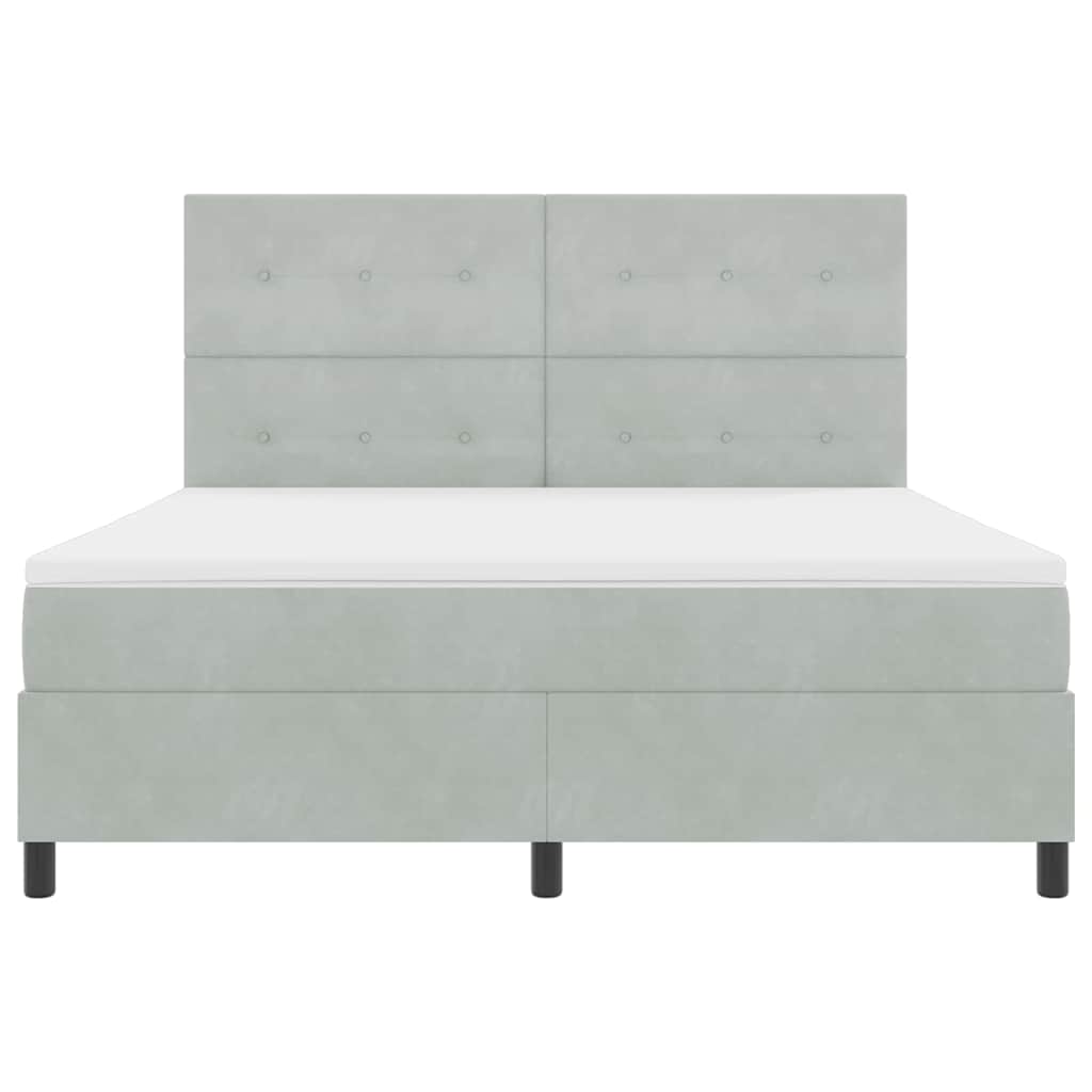 LED Box Spring Krevet Svijetlo siva 180 x 200 cm Baršun