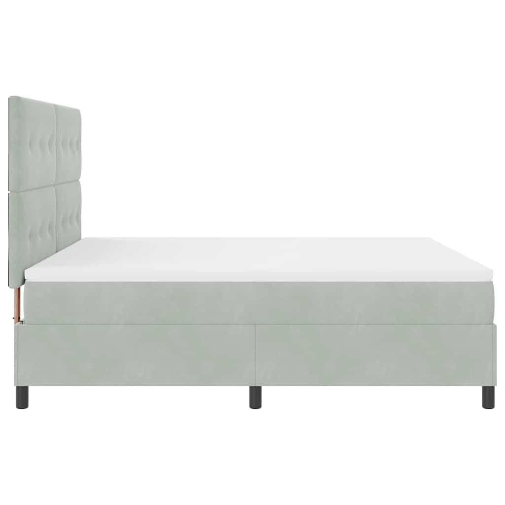LED Box Spring Krevet Svijetlo siva 180 x 200 cm Baršun