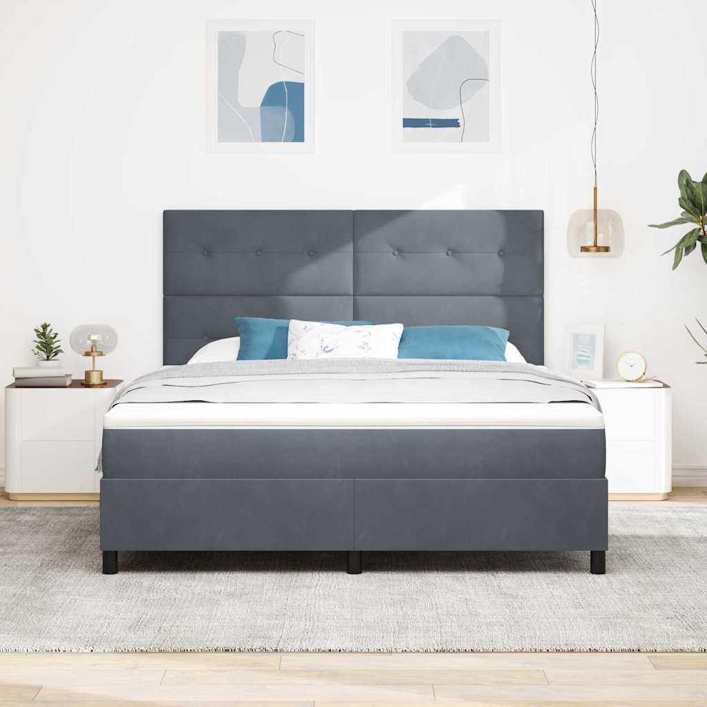 LED Box Spring Krevet Tamno siva 180 x 200 cm Baršun