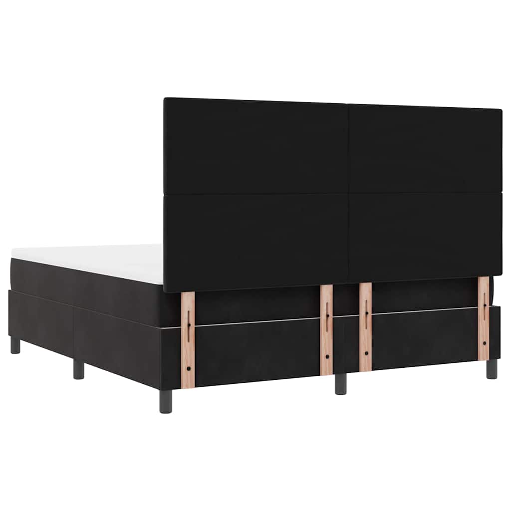 LED Box Spring Krevet s madracem Crna 180 x 200 cm Baršun
