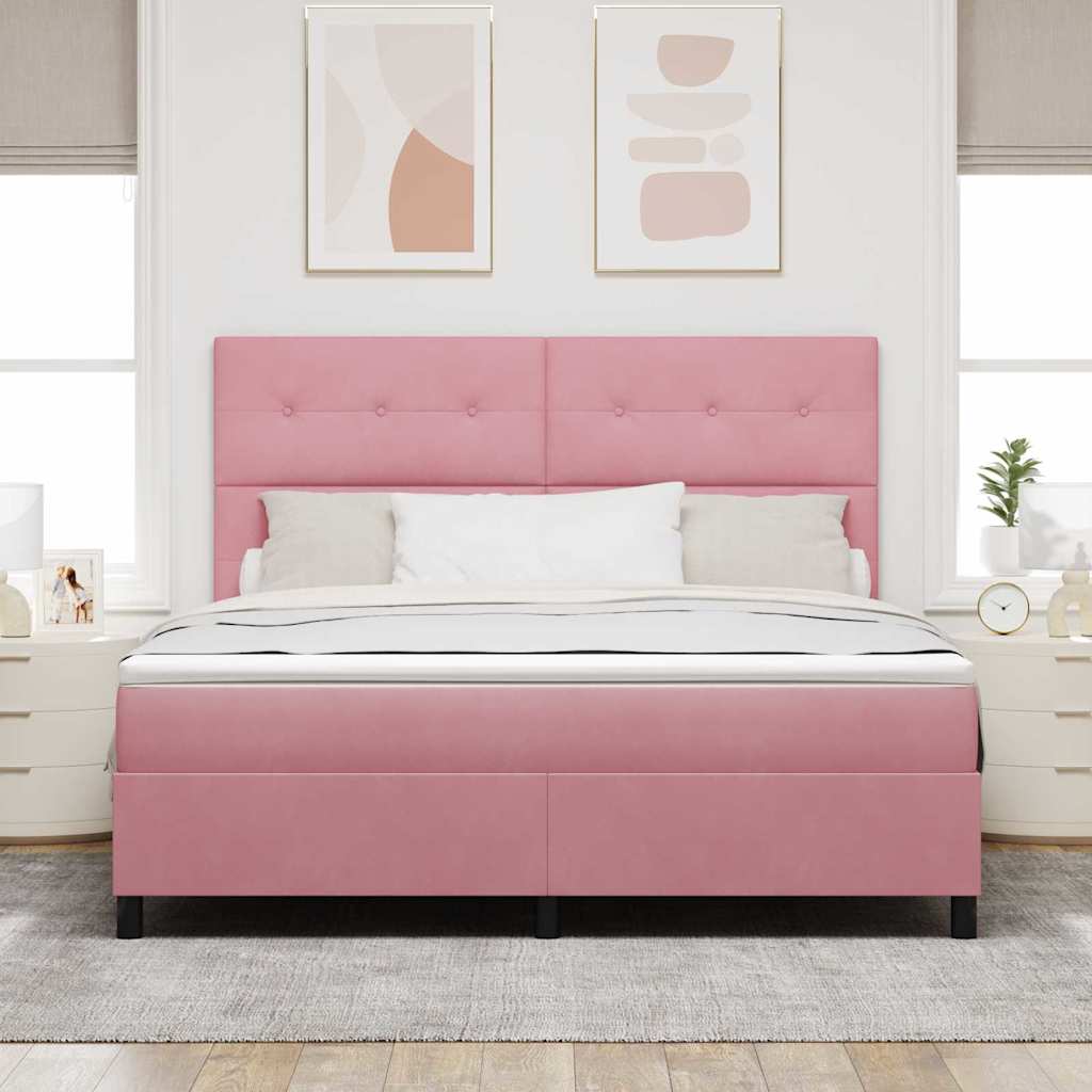 LED Box Spring Krevet Ružičasta 180 x 200 cm Baršun