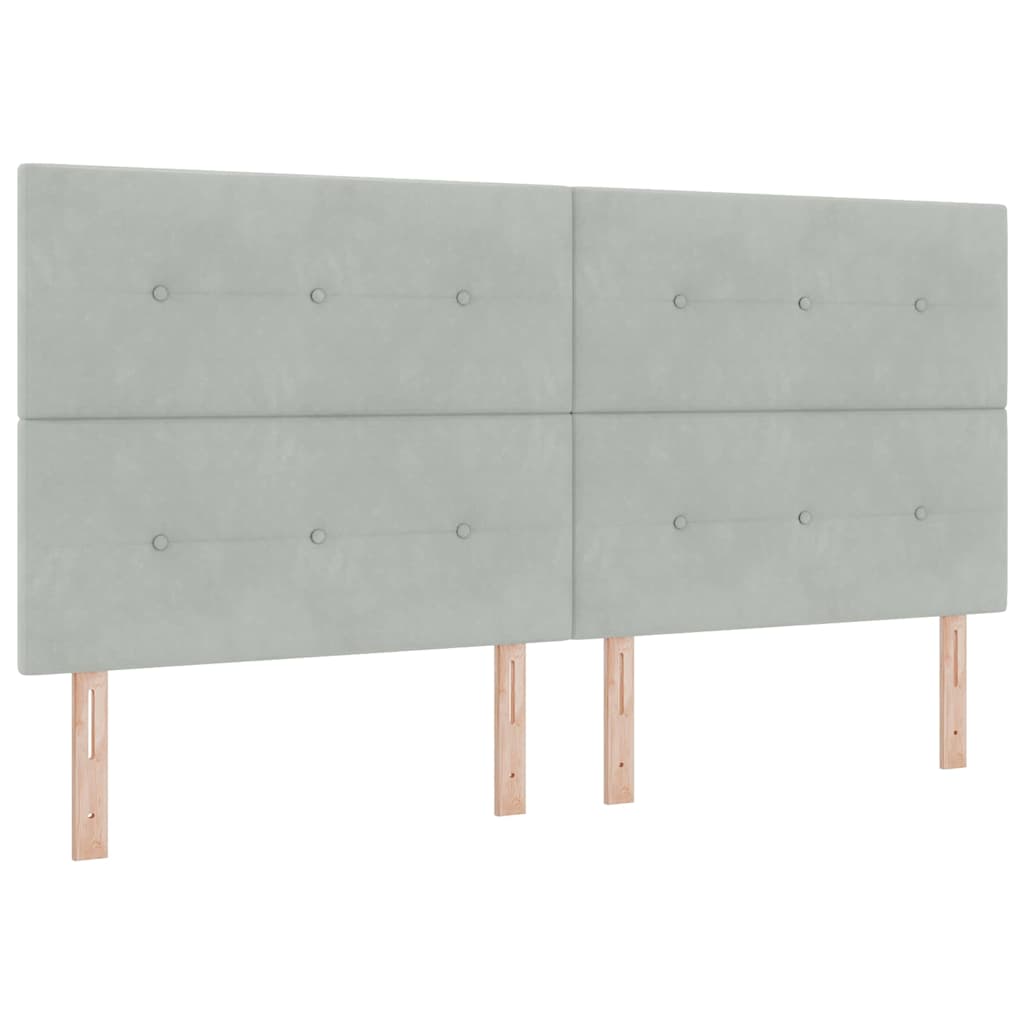 LED Box Spring Krevet Svijetlo siva 200 x 200 cm Baršun