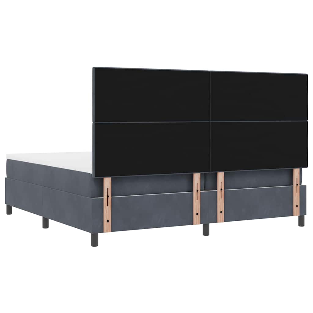 LED Box Spring Krevet Tamno siva 200 x 200 cm Baršun