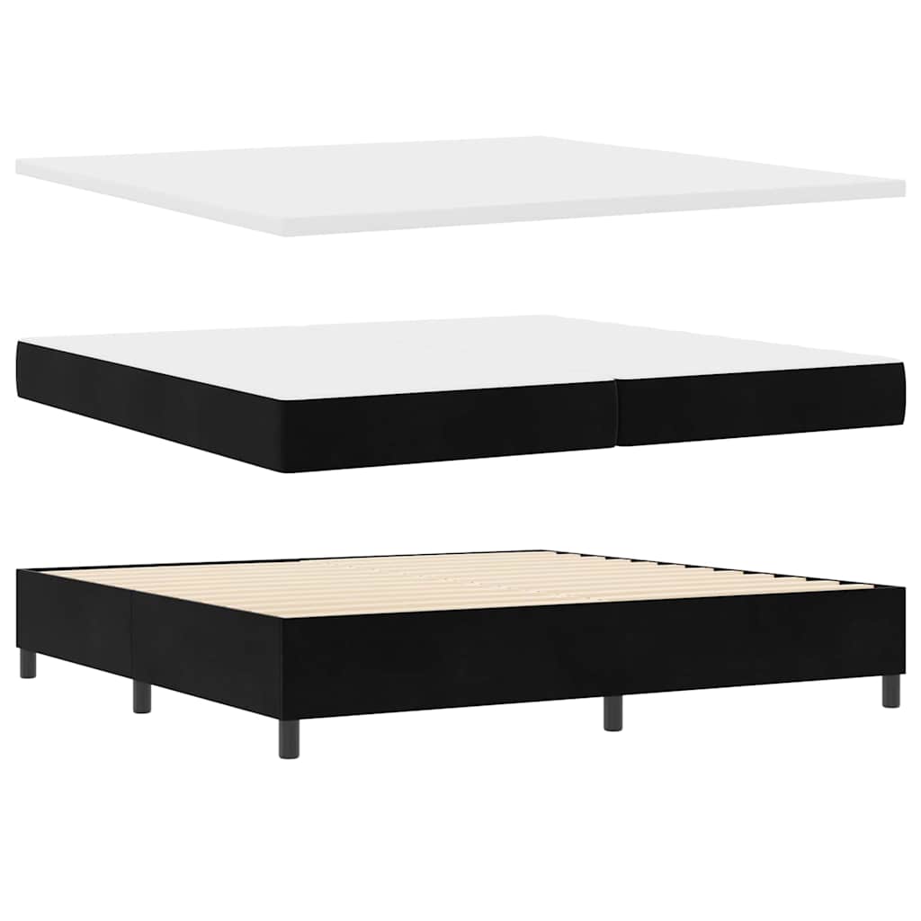 LED Box Spring Krevet s madracem Crna 200 x 200 cm Baršun