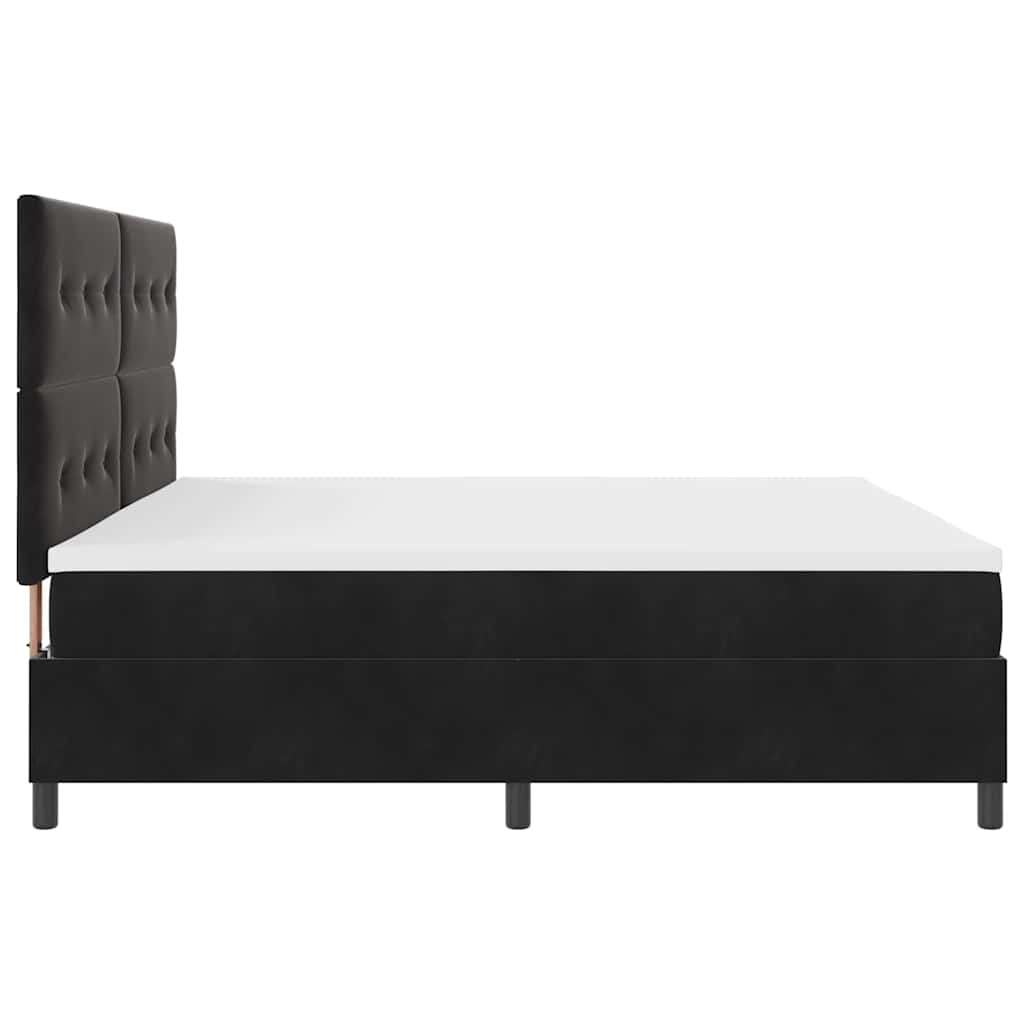 LED Box Spring Krevet s madracem Crna 200 x 200 cm Baršun