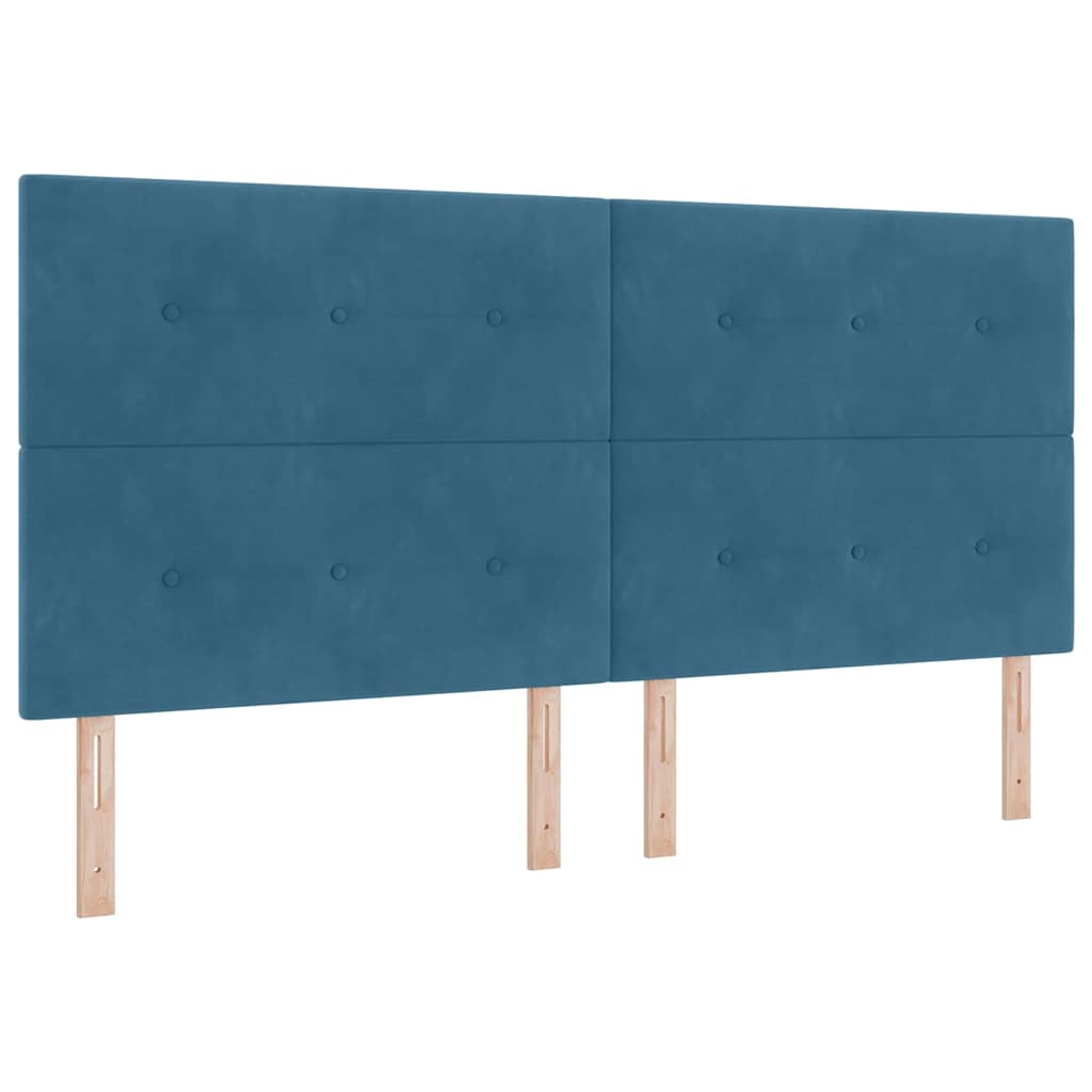 LED Box Spring Krevet Tamno plava 200 x 200 cm Baršun