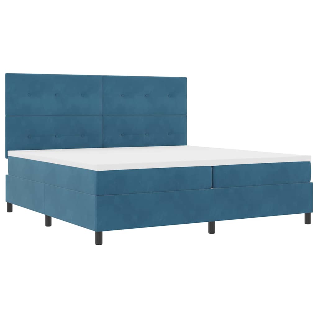 LED Box Spring Krevet Tamno plava 200 x 200 cm Baršun