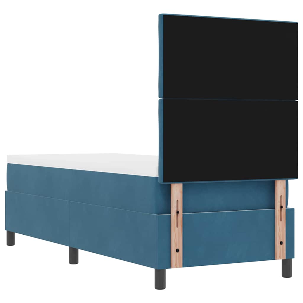 LED Box Spring Krevet s madracem Tamno plava 80 x 200 cm Baršun