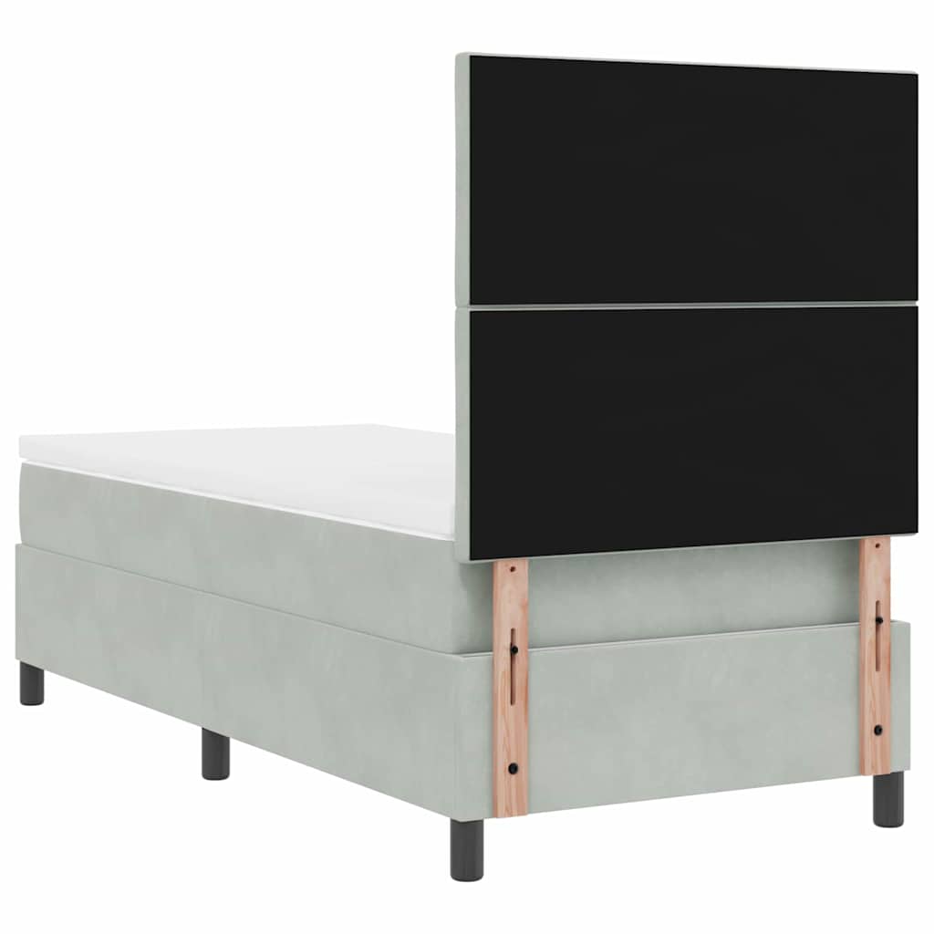 LED Box Spring Krevet Svijetlo siva 90 x 190 cm Baršun