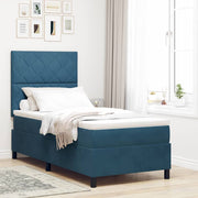 LED Box Spring Krevet Tamno plava 90 x 190 cm Baršun