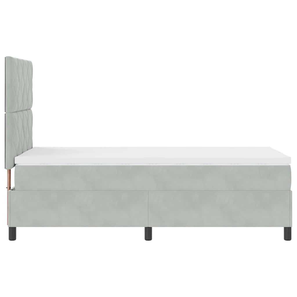 LED Box Spring Krevet Svijetlo siva 90 x 200 cm Baršun