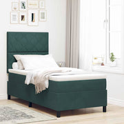 LED Box Spring Krevet Tamnozelena 90 x 200 cm Baršun