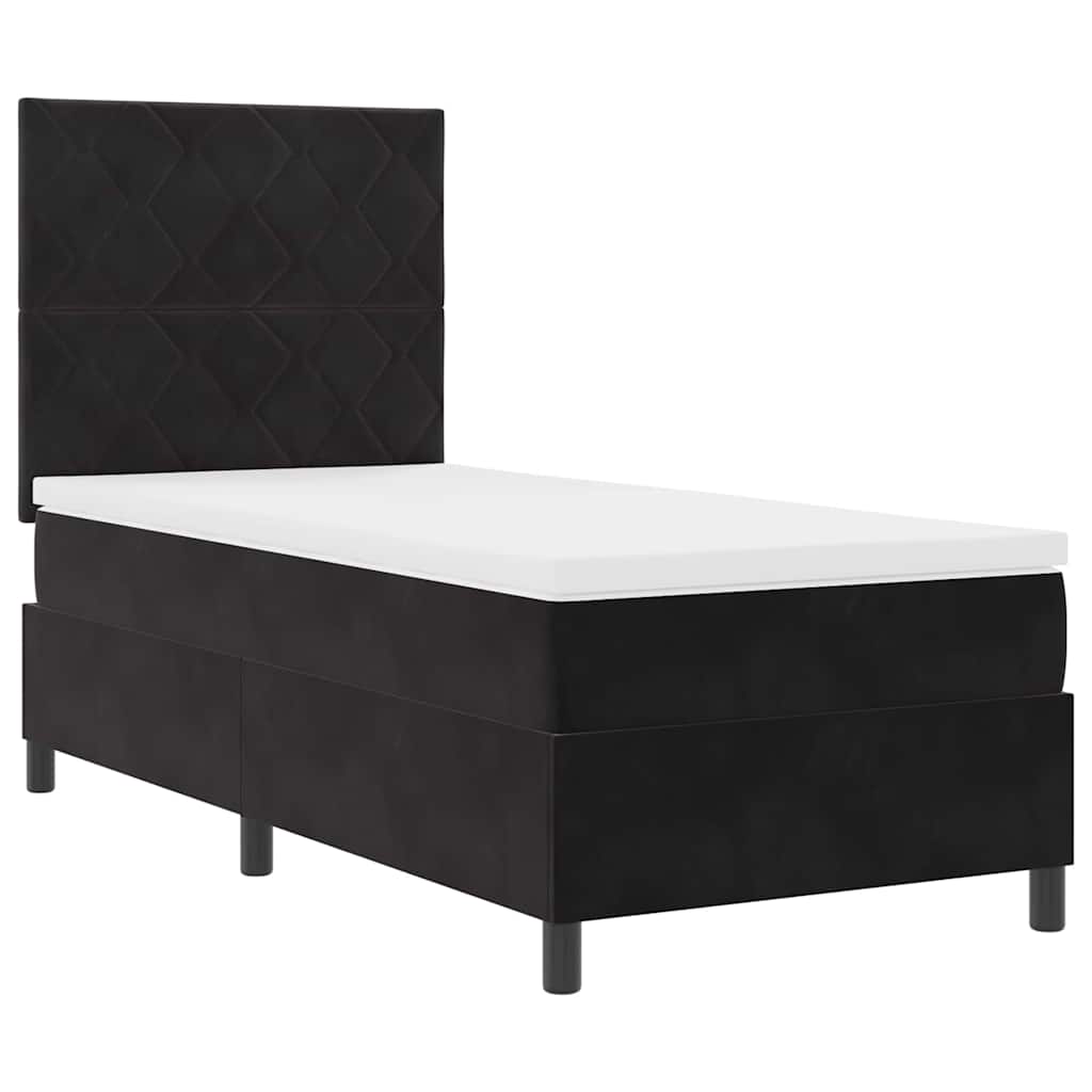 LED Box Spring Krevet s madracem Crna 100 x 200 cm Baršun