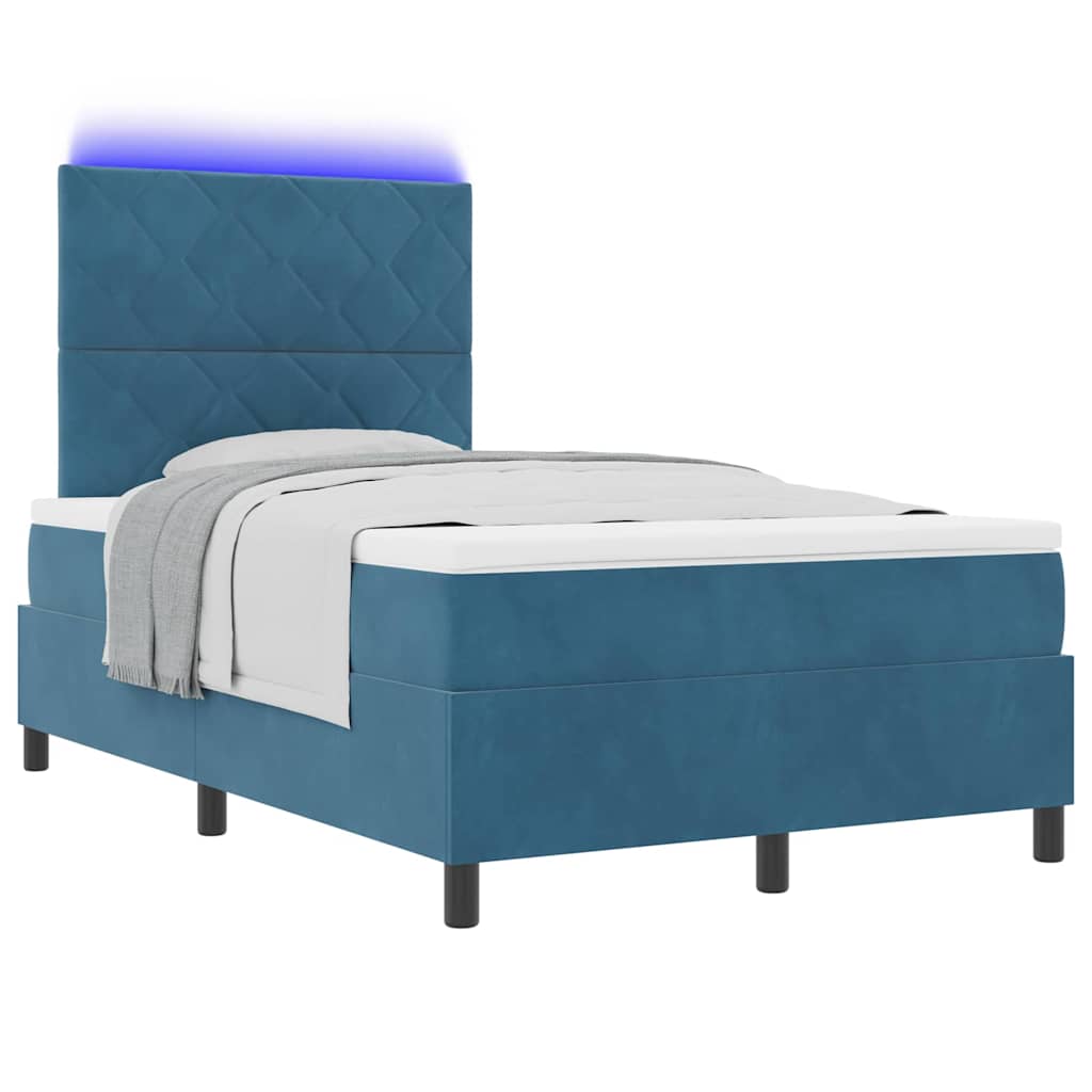 LED Box Spring Krevet Tamno plava 120 x 190 cm Baršun