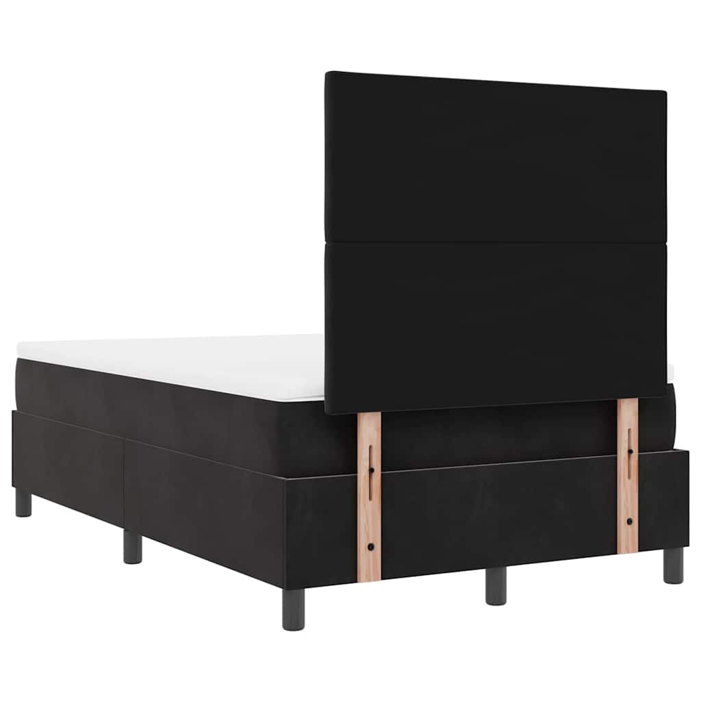 LED Box Spring Krevet s madracem Crna 120 x 200 cm Baršun