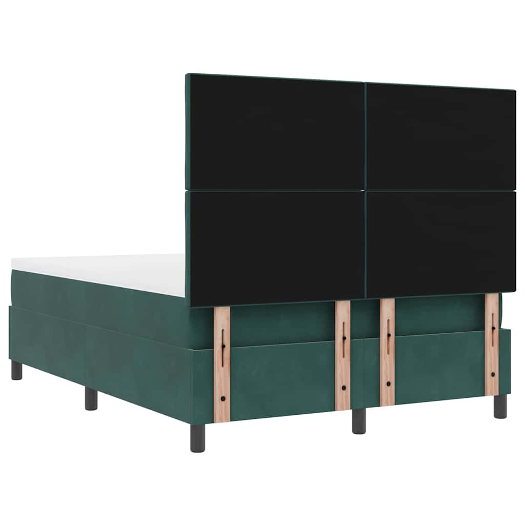 LED Box Spring Krevet Tamnozelena 140 x 190 cm Baršun