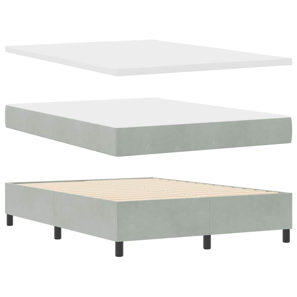 LED Box Spring Krevet Svijetlo siva 140 x 200 cm Baršun