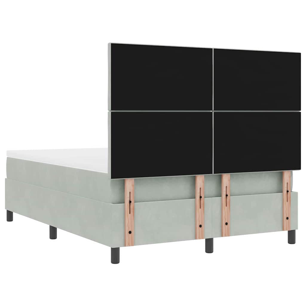 LED Box Spring Krevet Svijetlo siva 140 x 200 cm Baršun