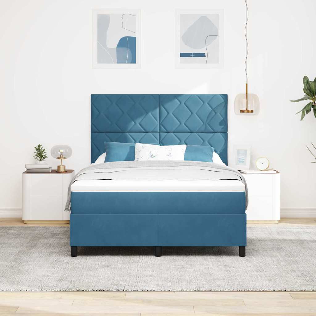 LED Box Spring Krevet Tamno plava 160 x 200 cm Baršun