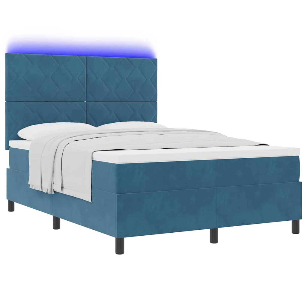 LED Box Spring Krevet Tamno plava 160 x 200 cm Baršun