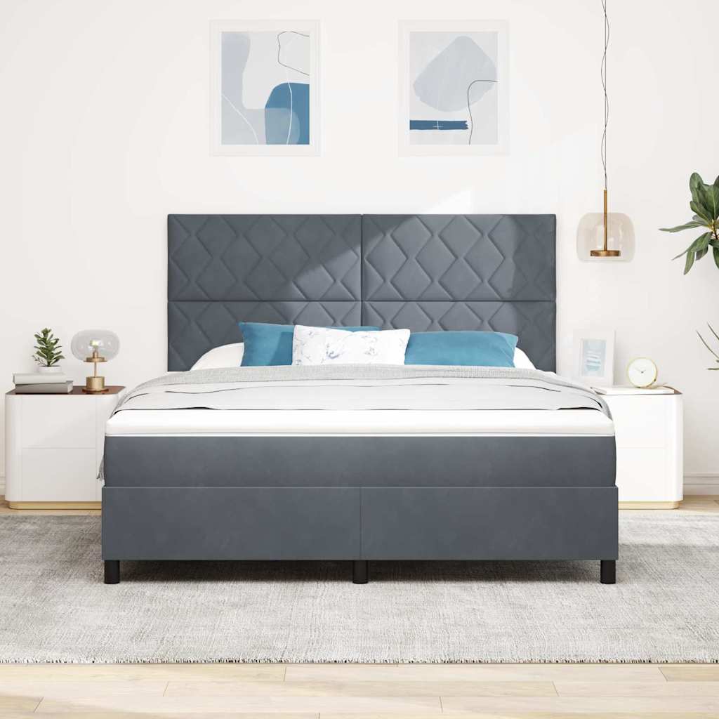 LED Box Spring Krevet Tamno siva 180 x 200 cm Baršun