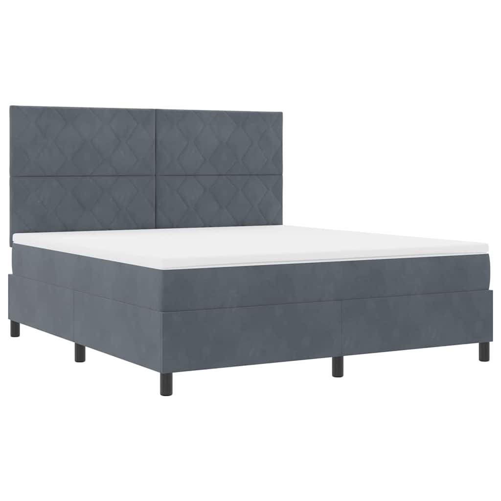 LED Box Spring Krevet Tamno siva 180 x 200 cm Baršun