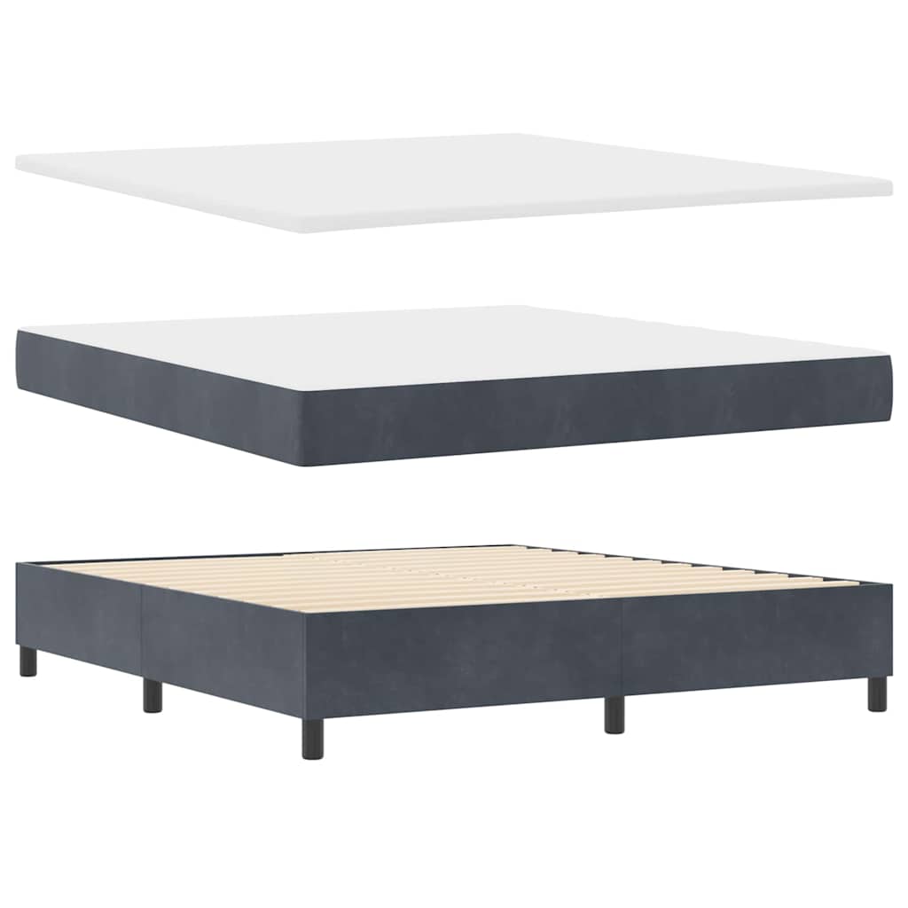 LED Box Spring Krevet Tamno siva 180 x 200 cm Baršun