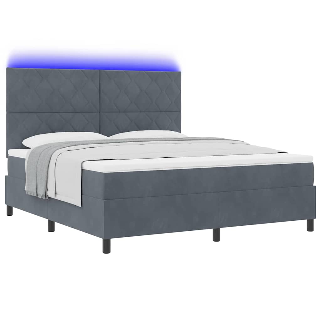 LED Box Spring Krevet Tamno siva 180 x 200 cm Baršun