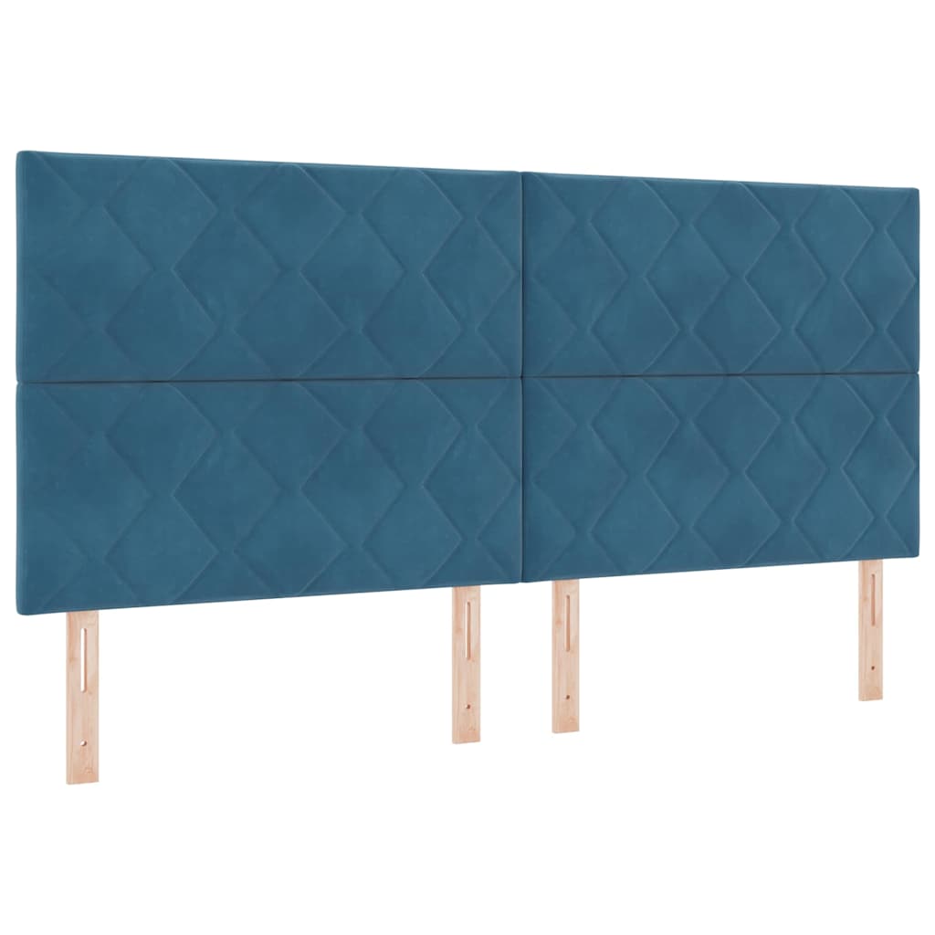 LED Box Spring Krevet Tamno plava 200 x 200 cm Baršun